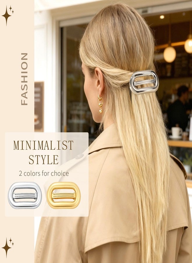 Tiefebene 2 PCS Metal Hair Clips for Women, Vintage Gold French Barrette Clip, Stylish Durable & Elegant Metal Hair Clips, Silver Hair Barrettes for Thin Thick Hair, Retro Hair Accessories Valentine's Day Gift - Image 2